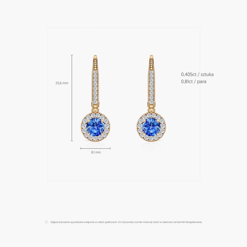 Kolczyki This is Love: złote, niebieskie szafiry, diamenty